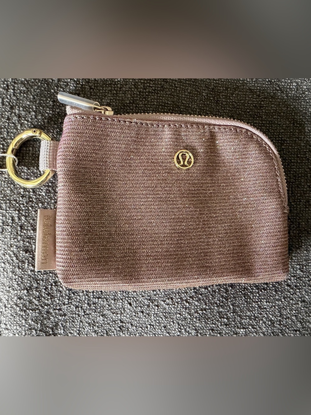 lululemon athletica Small Pouch in Dusty Mauve glitter with gold hardware